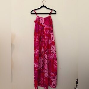 Farm Rio Pink Stingray Wide Leg Jumpsuit Sz XS/P Colorful Resortwear Vacation